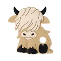 Beige highland cow silicone baby teether with hanging hole for soothing teething relief - Light Yellow Highland Cow Teether
