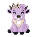 Purple highland cow silicone baby teether with leopard bow and heart grip design - Purple Highland Cow With Bow Teether