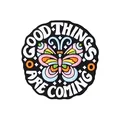 Breloque papillon noire en PVC avec texte Good Things Are Coming et ailes colorées - Les bonnes choses arrivent