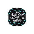 Charm per scarpe in PVC religioso con testo 'He Shall Cover You With His Feathers' - Egli ti coprirà con le sue piume