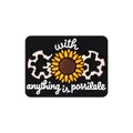 Ciondolo per scarpe in PVC nero con With God anything is possible girasole e stampa mucca - Con Dio tutto è possibile