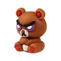 Cuenta de silicona de oso 3D marrón con cara gruñona para joyería de dentición bebé - Oso Enojado En 3d