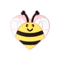 Pink heart-shaped silicone bead with cute yellow honeybee design for jewelry making - Heart Bee