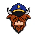 Police highland cow silicone bead accessory with blue officer hat for jewelry making - Police Highland Cow