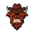 Cartoon highland cow PVC charm with brown cowboy hat for clogs and bracelets - Cowboy Highland Cow