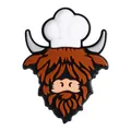 Silicone bead of a cute Highland cow wearing a white chef hat for jewelry making - Chef Highland Cow