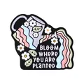 Charm de chaussure en PVC avec design arc-en-ciel floral et texte de motivation - Fleuris là où tu es planté