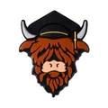 Charm en silicone de vache des Highlands avec chapeau de diplômé pour bracelet - Vache Highland Diplômée