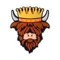 Perle en silicone de vache Highland avec couronne dorée pour bracelet et décoration - Vache Highland Couronne