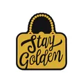 Charm per scarpe a forma di borsa gialla con scritta Stay Golden e manico a catena nero - Borsa Dorata (Stay Golden) / Giallo