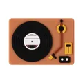 Retro orange record player silicone bead charm with embossed details for DIY jewelry - Music Boxes