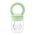 Mint green baby fruit feeder with silicone mesh bag and easy-grip spiral handle - Mint Green Fruit Feeder
