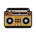 Retro boombox style PVC shoe charm for DIY decoration in black and yellow finish - Inflatable Radio Prop