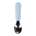 Baby silicone training spoon with light blue ergonomic handle and polished steel head - Grey Blue Silicone Spoon