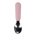 Pink silicone baby spoon with polished stainless steel head for infant feeding - Pale Pink Silicone Spoon