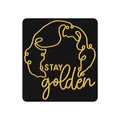 Accessorio perline fai-da-te con toppa nera e ricamo Stay Golden in filo dorato elegante - Silhouette del Ritratto (Stay Golden) / Nero