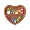 Perle en silicone en forme de cœur avec scène d'étagère et texture boisée 3D - Marron
