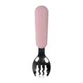 Pink silicone and stainless steel toddler fork with wavy tines for easy gripping - Pale Pink Silicone Fork