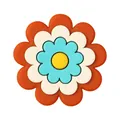 Bohemian floral silicone charm for DIY crafts featuring orange, white, and teal petal layers - Wax Yellow Flower