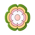 Bohemian floral silicone bead with green, yellow, and pink petals for DIY crafts - Army Green Flower