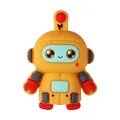 Cuenta de robot 3D de silicona naranja para bolígrafos DIY y manualidades - Robot Amarillo Anaranjado 3D