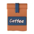 Cuenta de silicona 3D de bolsa de café marrón con sello azul para pulseras DIY - Bolsa de café