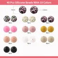40 Stück 15mm Silikonperlen Set mit Leopardenmuster und Macaron-Farben für DIY-Schmuck - Leoparden- und Macaron-Farbmuster (Stil 3)