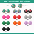 Set mit 40 Silikonperlen 15mm in Floral- und Unifarben für DIY-Schmuckherstellung - Blumen- und einfarbiges Muster (Stil 6)