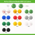 Packung mit 40 Silikonperlen 15mm in verschiedenen Farben und Sportmustern für DIY-Basteln - Sportballmuster (Stil 7)