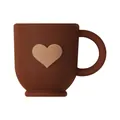 Perle en silicone tasse à café 3D marron avec cœur clair pour création de bijoux DIY - Tasse à Café Coeur