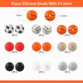 Set aus 45 Silikonperlen 15mm mit Sportthemen wie Basketball und Fußball Motiven - Sportliches Themenmuster (Stil 9)