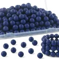 Perles en silicone bleu foncé mat pour bracelets DIY et loisirs créatifs - Style Bleu Profond (Style 12) / 15mm/Lot de 40