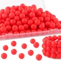 Perles en silicone rouge mat pour bracelets DIY et loisirs créatifs, finition ronde - Style Rouge Vif (Style 13) / 15mm/Lot de 40