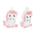 DIY silicone unicorn teething beads in white and pink for baby pacifier clips - Unicorn / Pink