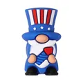 Patriotic USA Gnome silicone bead charm with Uncle Sam hat for DIY jewelry making - 3D Uncle Sam Hat Gnome Style