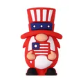 USA Independence Day patriotic gnome silicone bead with red white and blue star hat - 3D USA Flag Hat Gnome Style
