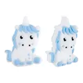 Blue and white unicorn cartoon silicone beads for baby teether pacifier clips DIY - Unicorn / Blue
