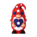USA Independence Day patriotic gnome silicone bead with red white blue stars and heart - 3D Star Heart Gnome Style