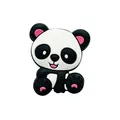 Cartoon panda silicone bead for DIY pacifier clips featuring pink ear and paw accents - Panda / Pink