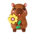 Cuenta de silicona carpincho 3D con girasol para bolígrafos DIY y joyería de dibujos - Capibara con Flor 3D