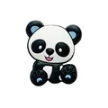 DIY baby pacifier clip accessory with a cute black and white cartoon panda silicone bead - Panda / Blue