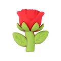 Perle de rose 3D en silicone avec feuilles vertes pour bijoux DIY et accessoires - Rouge