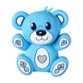 Cuenta de silicona de oso 3D azul claro con corazón gris y detalles de huellas - Oso de Peluche Azul Oscuro 3D