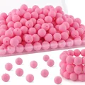 Rosa matte runde Silikonperlen für DIY-Schmuckherstellung und Bastelarmbänder - Zartrosa Stil (Stil 28)