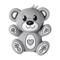 Cuenta de silicona de oso 3D gris con corazón para creación de joyas DIY y cadenas - Oso de Peluche Gris 3D