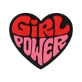 Perle en silicone coeur rose avec relief Girl Power pour la création de bijoux - Cœur Girl Power