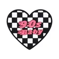 Charm cœur rose 90s Baby avec motif damier pour sabots et chaussures - Cœur 90s Baby