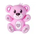 Cuenta de silicona de oso 3D rosa con detalle de corazón para bisutería DIY - Oso de Peluche Rosa Púrpura 3D