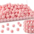 Rosa Silikonperlen für DIY Armbänder und Schmuck, lose runde matte Perlen im 40er Set - Rosa matter Stil (Stil 32)