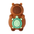 Cuenta de silicona de carpincho 3D marrón con tortuga verde para pulseras y joyas - Capibara con Tortuga 3D